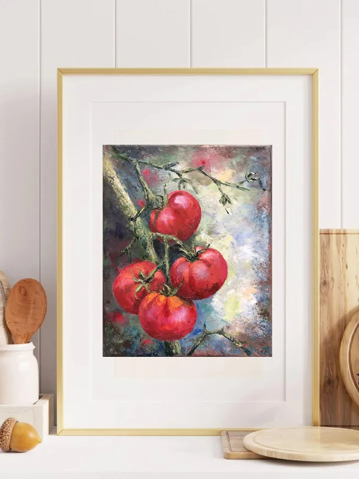 Original Still Life Painting Tomatoes Oil Painting Kitchen Still life