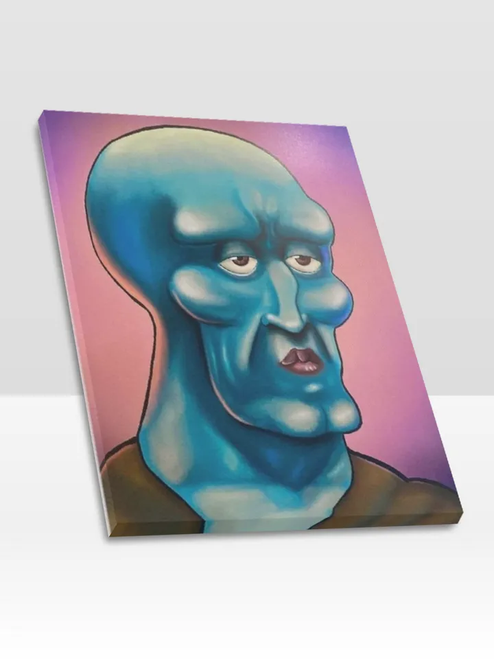 Handsome Squidward Frame Canvas Print, Wall Art Home Decor