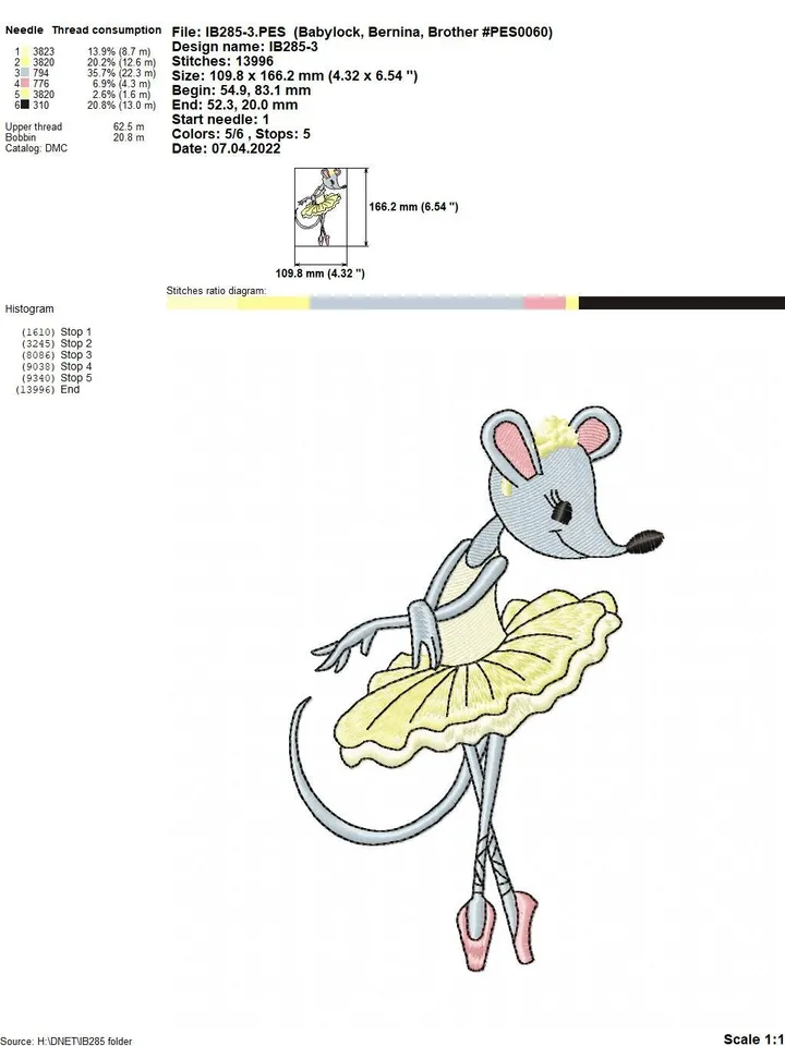 Ballerina Mices set of machine embroidery designs digital embroidery pattern Animal Machine embroidery motif Cute embroidery pattern