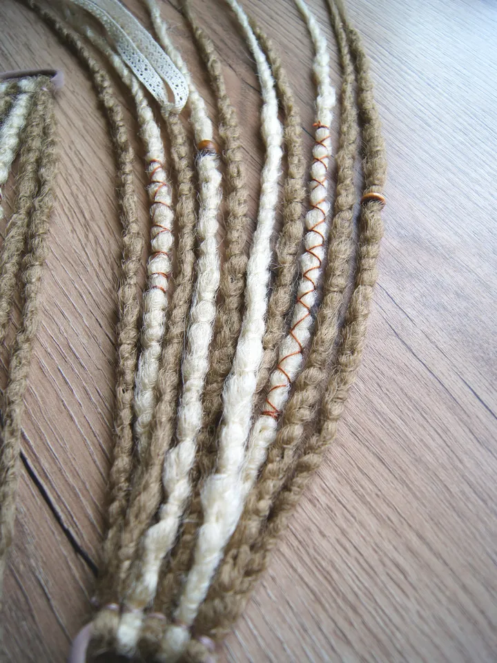 Sandy Blonde Boho Ponytail Dreadlock Hairband 22&quot; Ready Dread Extensions Easy Clip-In Hair Falls for Festivals Costumes Bohemian Wig