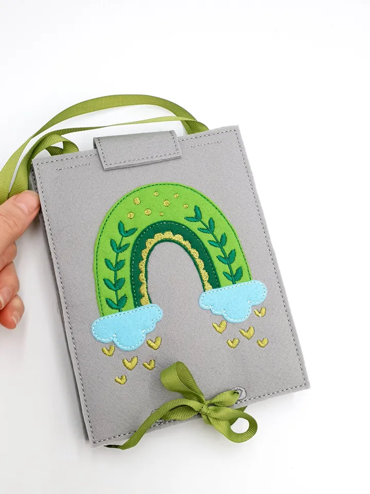 ITH Organizer Handbag for Finger Puppets Embroidery Design, Felt Puppet Storage Case Pattern, Toy Carrier File 5x7 Hoop