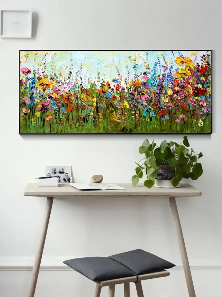 Original painting,Large wall art,Boho wall décor,Flower painting, Color oil painting, Home decor, Modern art, Abstract art,Bedroom decor