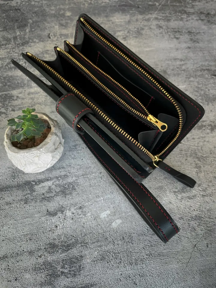 Pattern of a men's clutch - Pattern of a leather wallet with a zipper - Download PDF & video TUTORIAL 4mm
