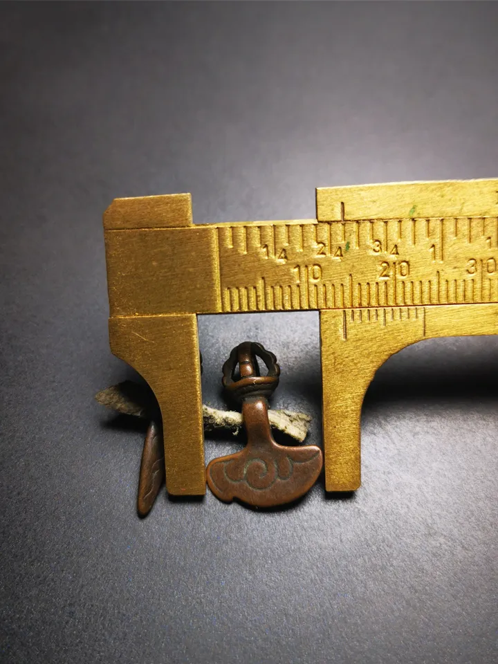 Gandhanra Antique Tibetan Amulet,Mini Phurba and Kartika(knife of the dakinis) ,for Prayer Bead Counter,Mala Accessories, Made of Red Copper