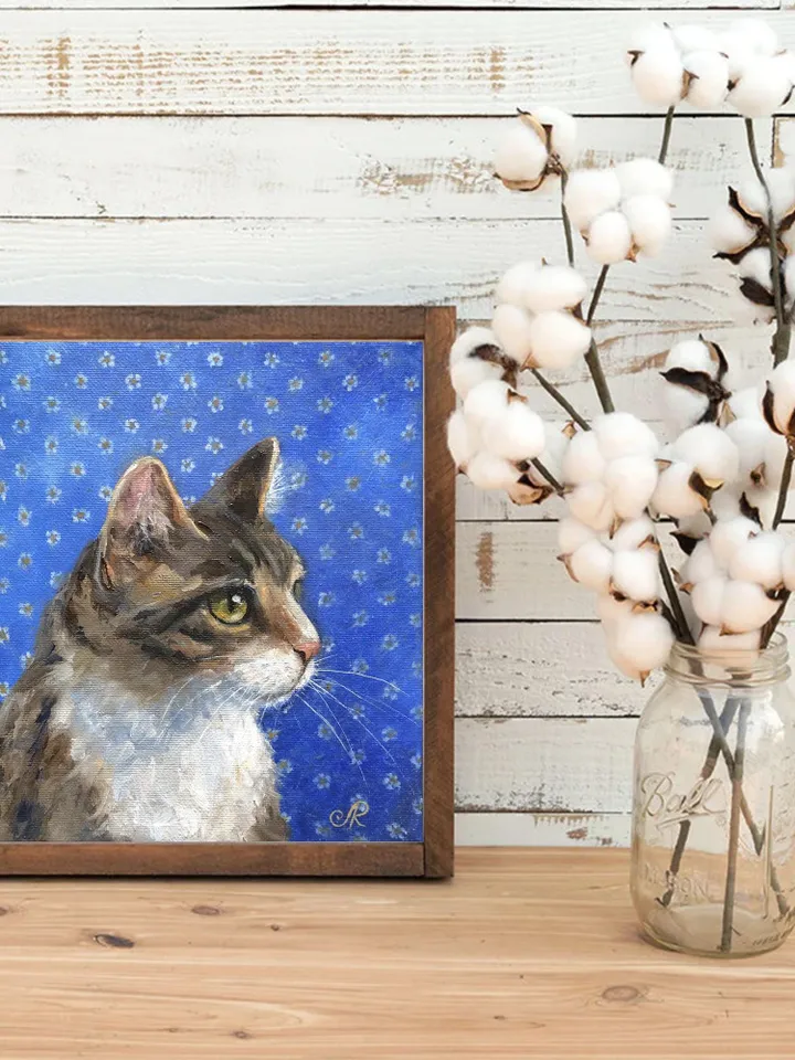 Cats Oil Painting Original Cat Portrait Animal Wall Art Pet Portrait