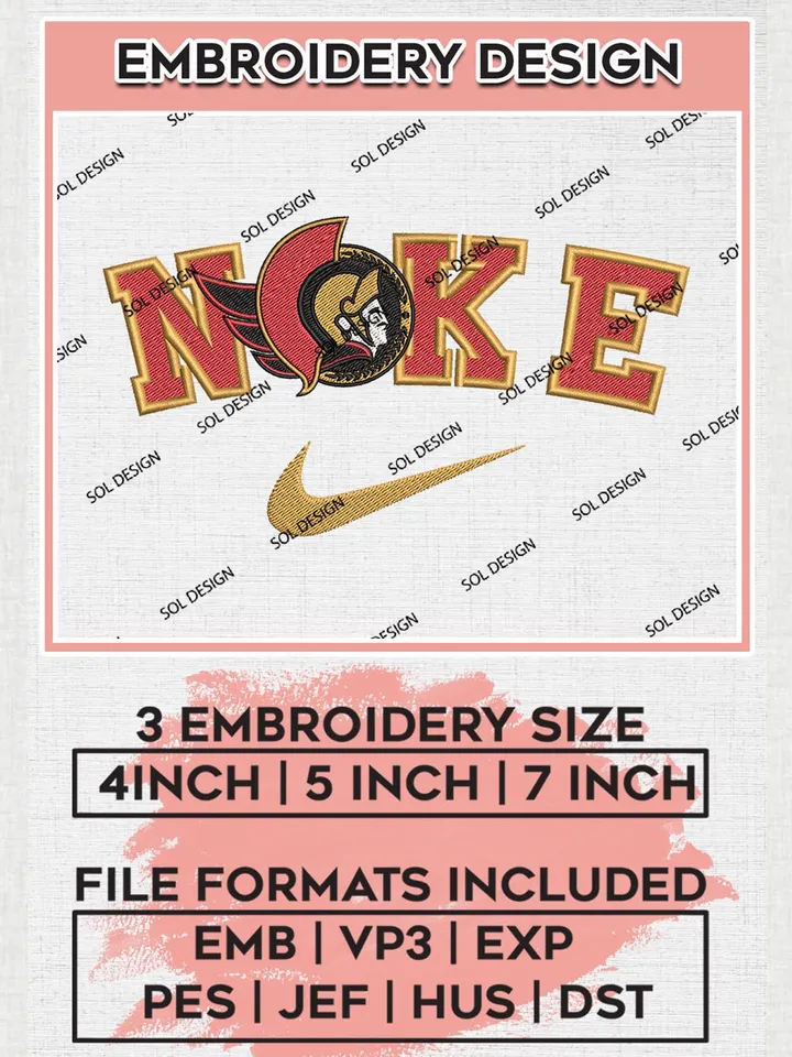 Nike Ottawa Senators Machine Embroidery Files, NHL Ottawa Senators Embroidery Designs, NHL Senators Logo, NHL Machine Embroidery Designs, Digital Download