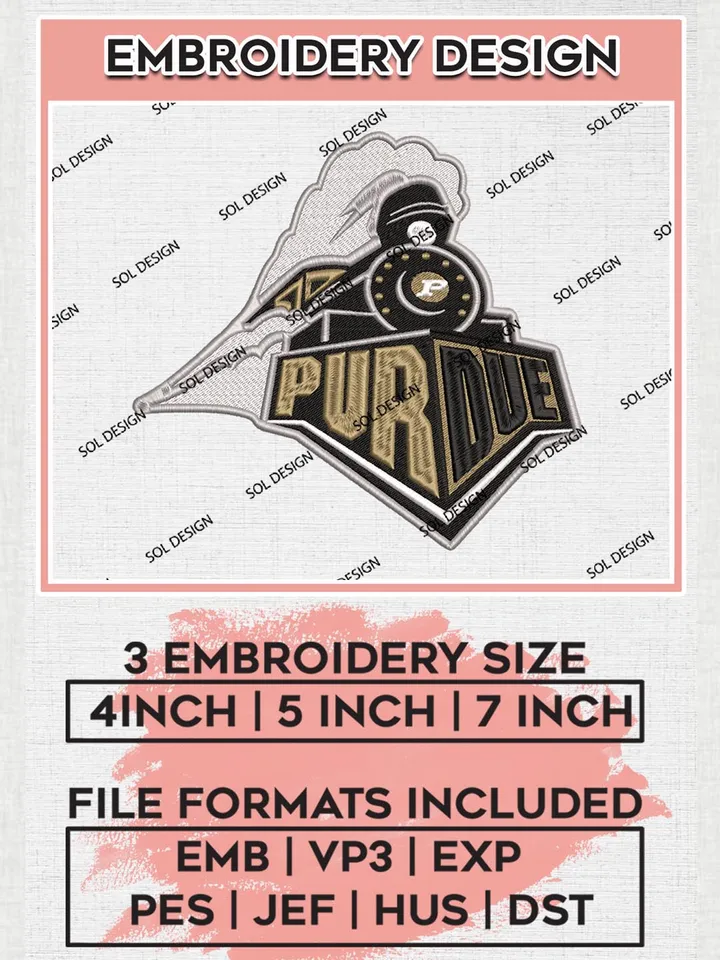 NCAA Purdue Football Team Logo Machine Embroidery Design, NCAA Purdue Boilermakers Team Design Design files, NCAA Team Embroidery Designs, NCAA Machine Embroidery Designs, Digital Download