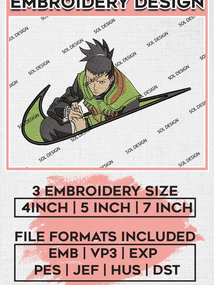 Nike Shikamaru embroidery design, Naruto embroidery, Nike design, anime design, anime shirt, Digital download EMB_ANIME_160