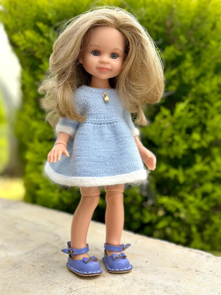 2 ITEMS Set: Dress & Shoes - Exclusive Handmade Outfit -  Paola Reina Doll, Merino, ooak