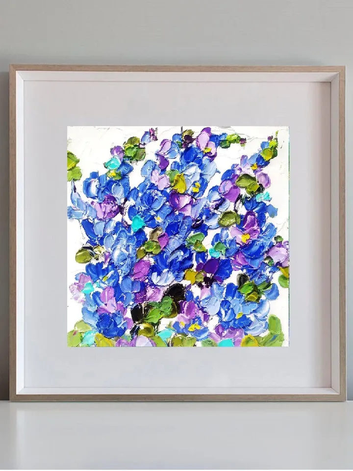 Texas Bluebonnet Painting Flower Original Art Impasto Oil Painting Floral Small Art 6 х 6 by ArtProkopaloSv