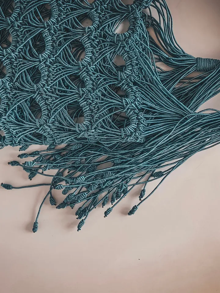 Crochet mesh bag with fringes, net avoska bag, market vegan bag, woven bag, eco friendly bag, macrame purse, zero waist