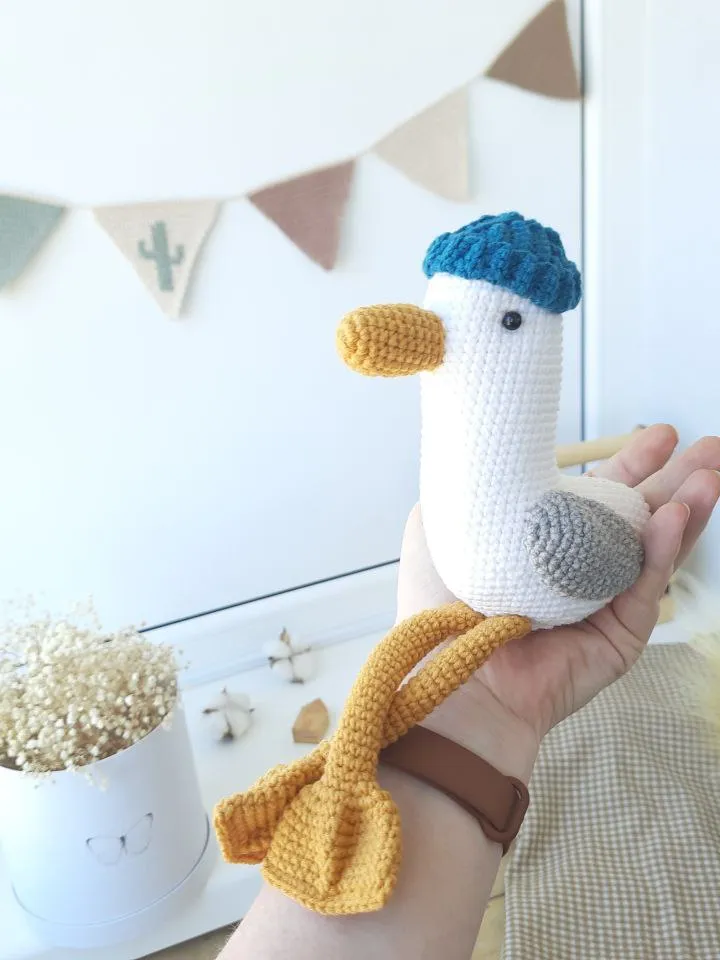 Gift set seagulls - stuffed toy and brooch. Plushe seagull toy. original miniature brooch seagull