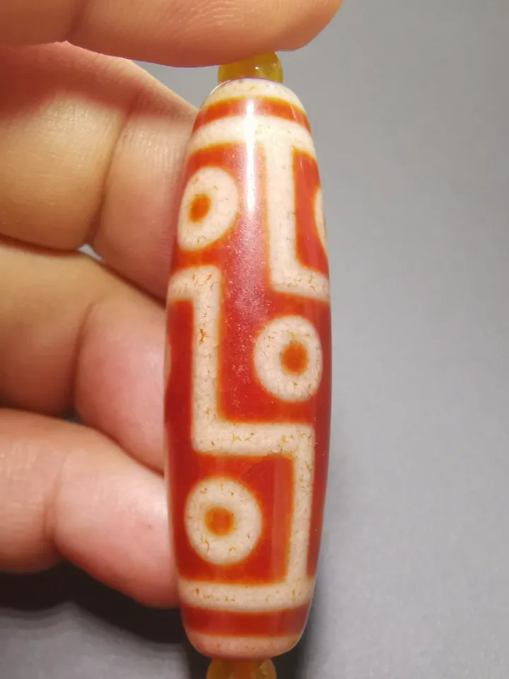 Gandhanra Ancient Tibetan Fire Agate 9 Eyes Dzi Bead, Prayer Bead, Attract Wealth and Good Luck, zee Bead