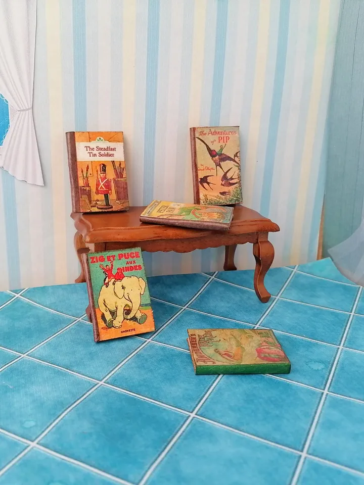 Dollhouse book set in 1:12 scale. Handmade.