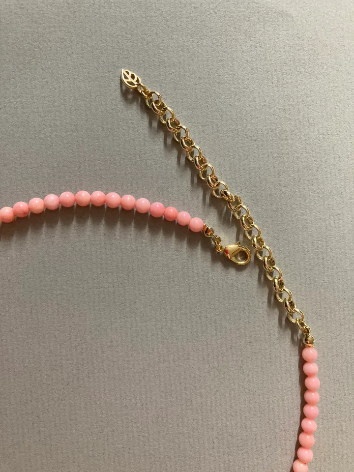 Necklace English porcelain pink flower
