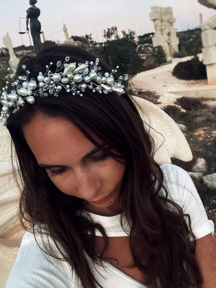 Wedding tiara, Headpiece for bride, Pearls headpiece, Pearl headpiece, Wedding tiara, Bridal crown, Pearl headband, White tiara, Diadem, hairstyle jewelry for bride, pearls accessories, pearl headpiece, Pearl hair band