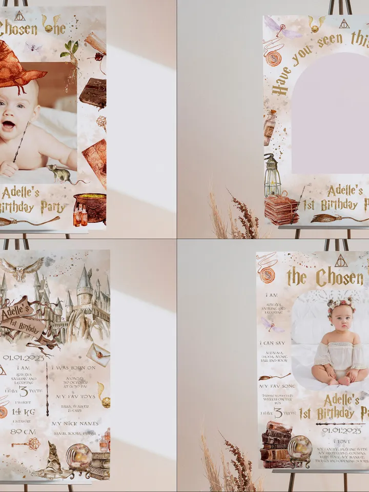 The Chosen One Big Bundle; Wizard Birthday Party Bundle Templates; Magic School Birthday Party Template; Editable Wizard Party Template; W7