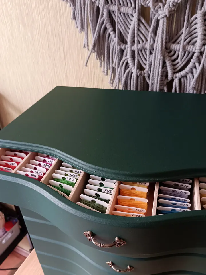 Moss Green Floss storage drawers cabinet for cross-stitching and embroidery