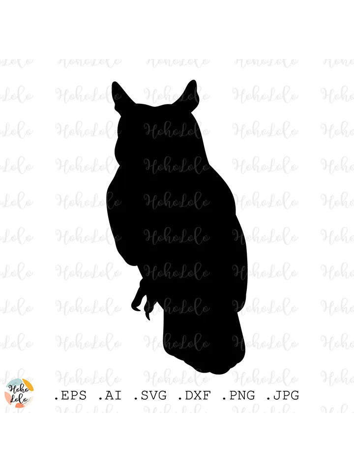 Owl Svg, Owl Silhouette, Owl Cricut, Owl Cutting files, Owl Stencil Template Dxf, Owl Clipart Png