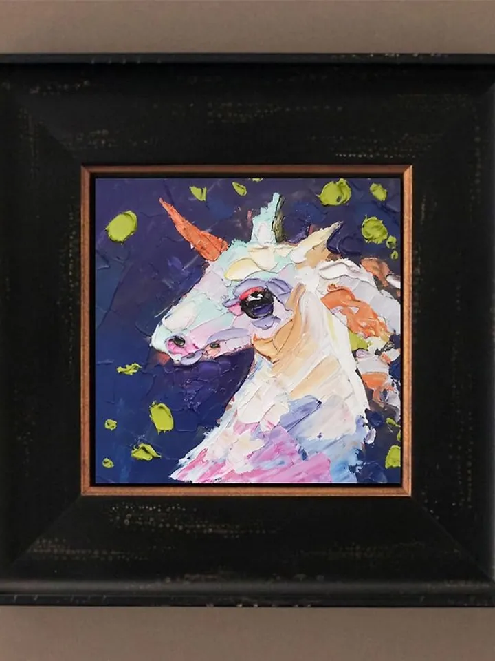 Unicorn Painting Fairy Original Art Oil Painting Wall Decor Horse Artwork