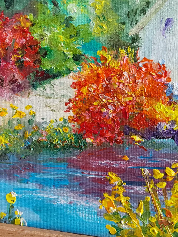 Garden. 20x20cm (8х8inc). ○My author's original painting ○Oil. Canvas on cardboard