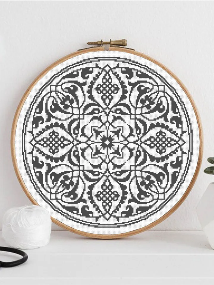 Arabic Mandala cross stitch pattern PDF download Vintage ornament cross stitch chart, Circle Mandala pattern digital PDF, Mandala art #M248