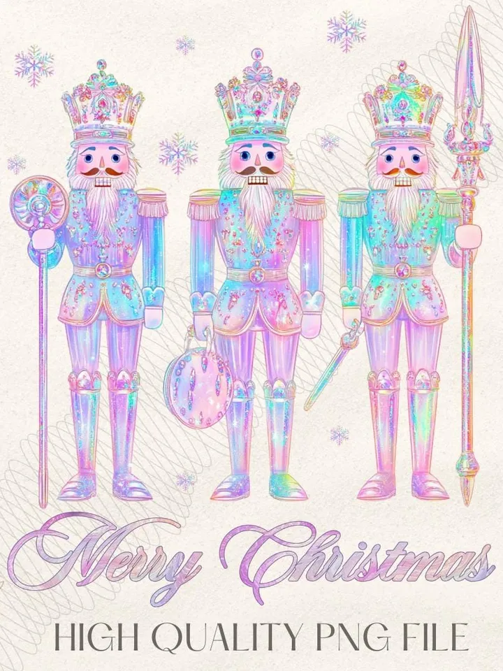 Iridescent Nutcracker Friends PNG, Pink Christmas PNG, Coquette png, Pink bow png, Pink Christmas PNG sublimation, Coquette Christmas png