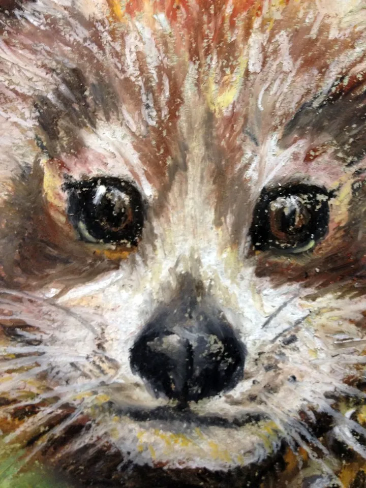 Red Panda painting Animal painting Original painting Oil pastel painting