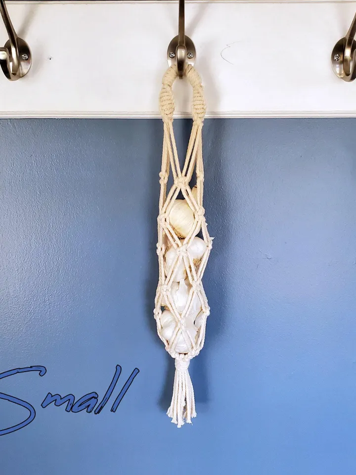 Macrame Produce Bag SET of 3 Sizes Large Medium Small Hang Fruits & Vegetables in a Breathable Boho Style Net for Kitchen Food Storage Gift
