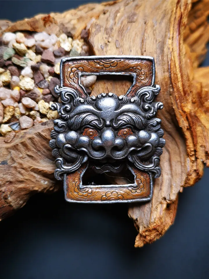 Gandhanra Handmade Tibetan Scripture Book Buckle,DIY Buckle for Book,Belt Backpack,Made of Cold Iron,inlaid Copper