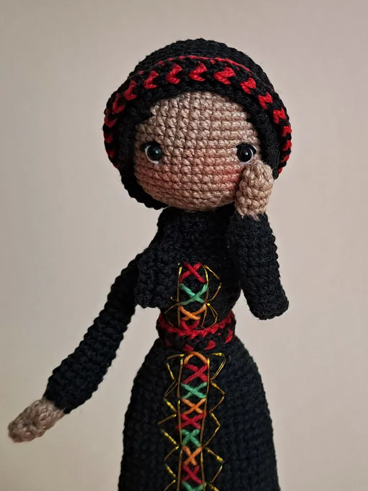 Crochet Islamic Doll in Hijab, Muslim Girl, Palestinian doll in national costume