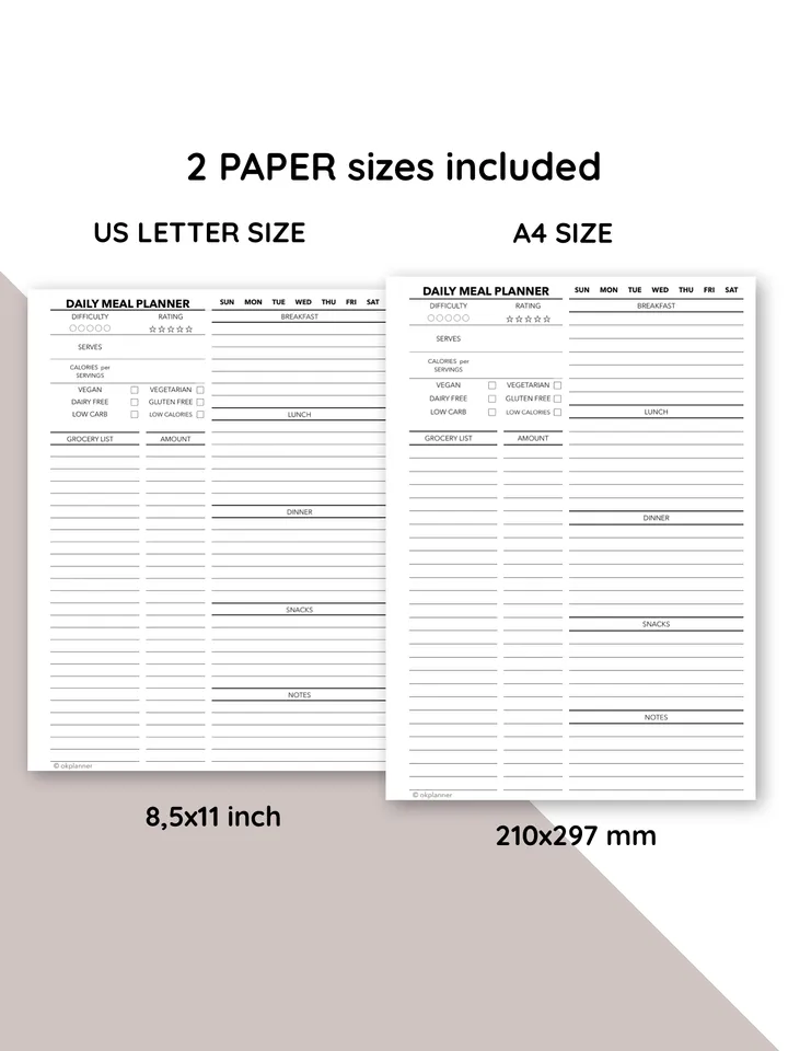 Daily meal planner Grocery list Food allergy diary Daily menu. Menu planner sheet. Nutrition journal. Weight loss menu