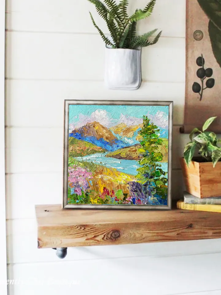 Fall Original Oil Painting Landscape Rocky Mountains Fine Art