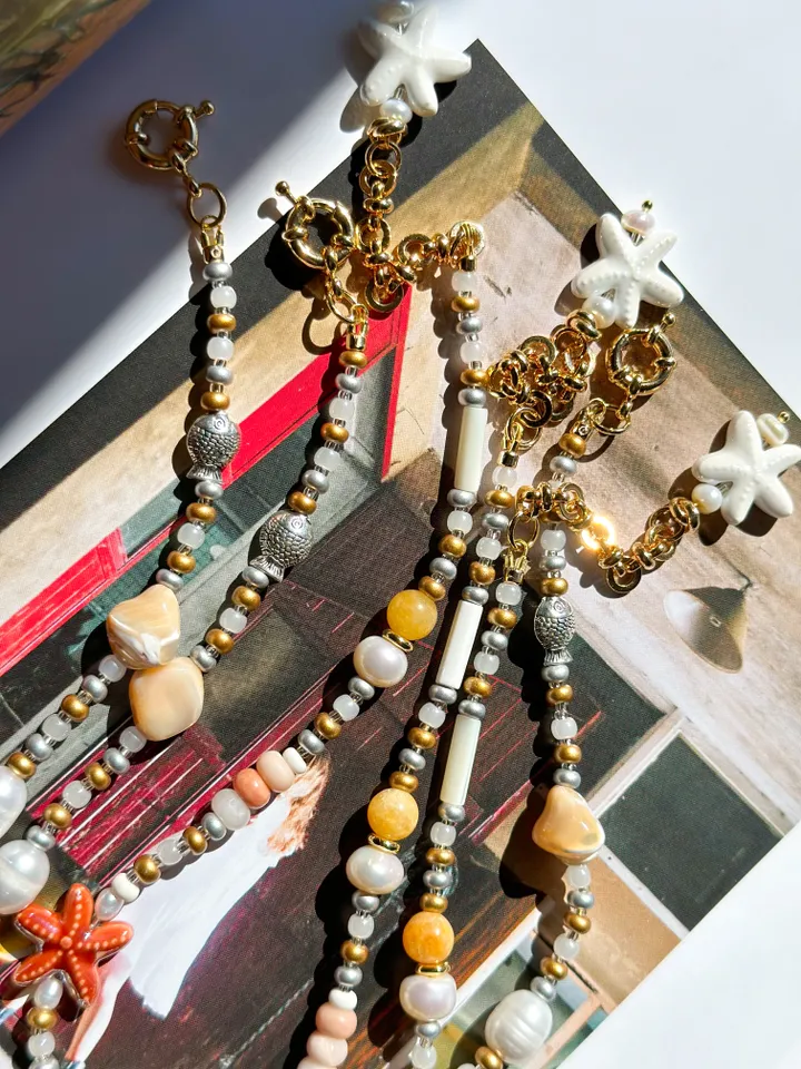 Beaded Summer Necklace with Starfish Charm