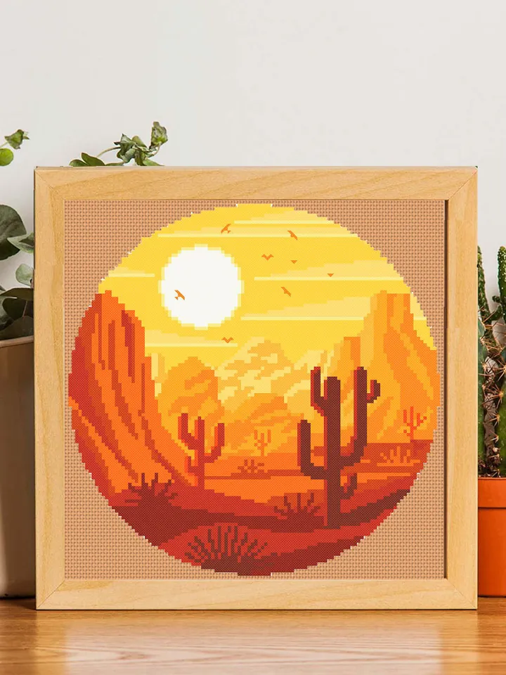 Nature cross stitch pattern download PDF Desert landscape cross stitch chart National park embroidery PDF Desert plant cross stitch #L24