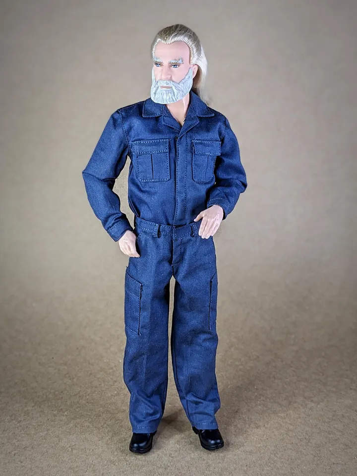 Premium navy blue military-style jacket, pants for 12-inch fashion male dolls