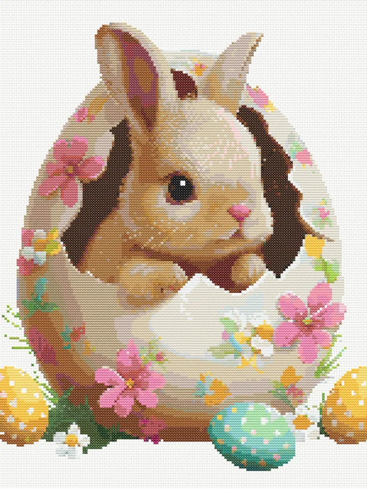 Easter Bunny in Egg Cross Stitch Pattern PDF