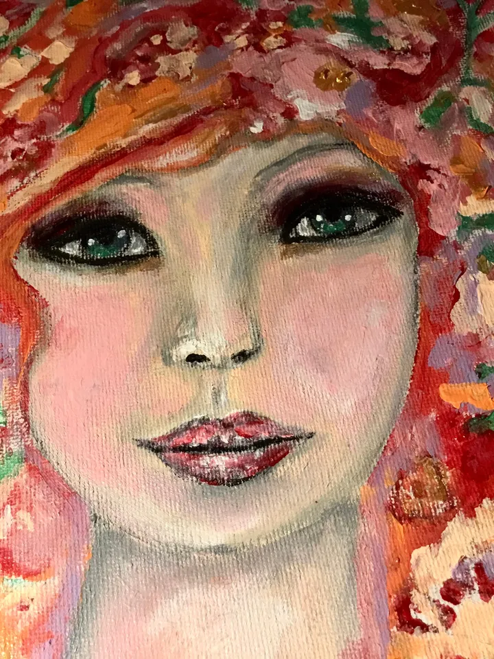 Sofia doll,original acrylic painting on 3 d canvas,fantasy dolls painting,fairytales,young woman painting,unique gift,home decoration