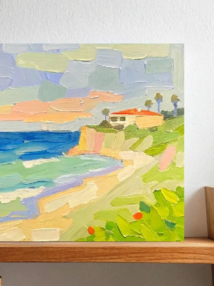 Seascape Painting Carmel Beach Original Art Monterey Abstract landscape Impasto Oil Painting Gift by ArtProkopaloSv