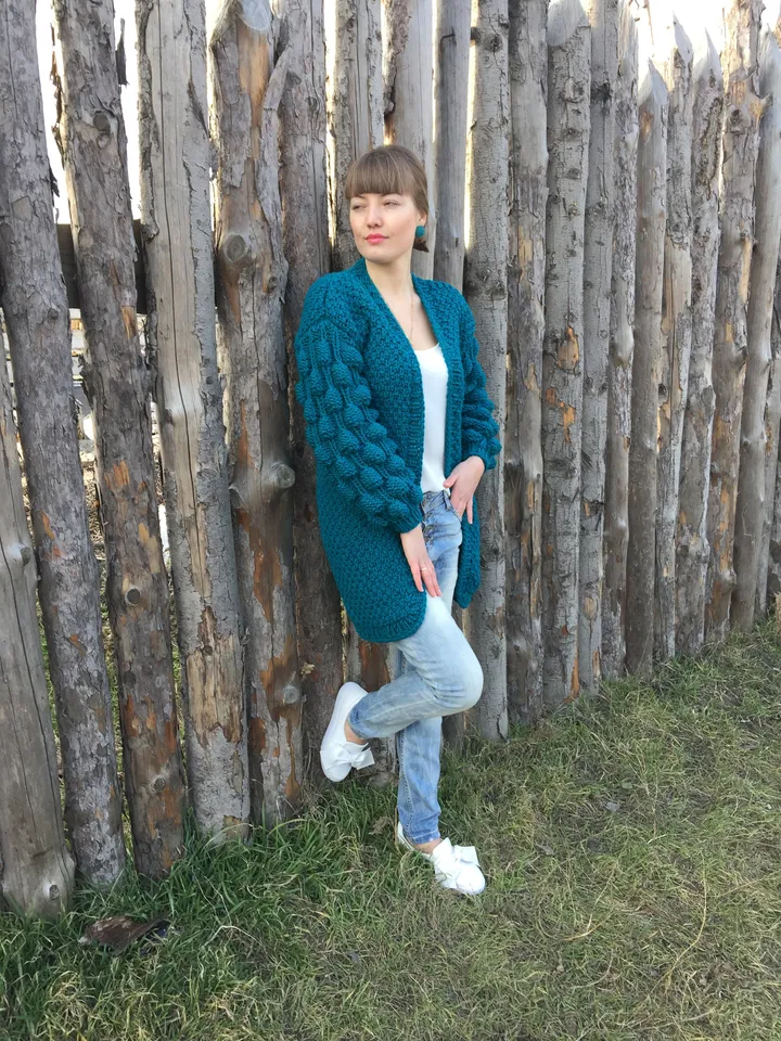 Oversize cardigan, Crochet cardigan, Bubble cardigan, Chunky knit cardigan, Plus size cardigan, Wool cardigan, Boho cardigan