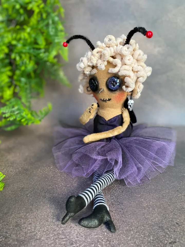Halloween doll . Handmade cloth moth .