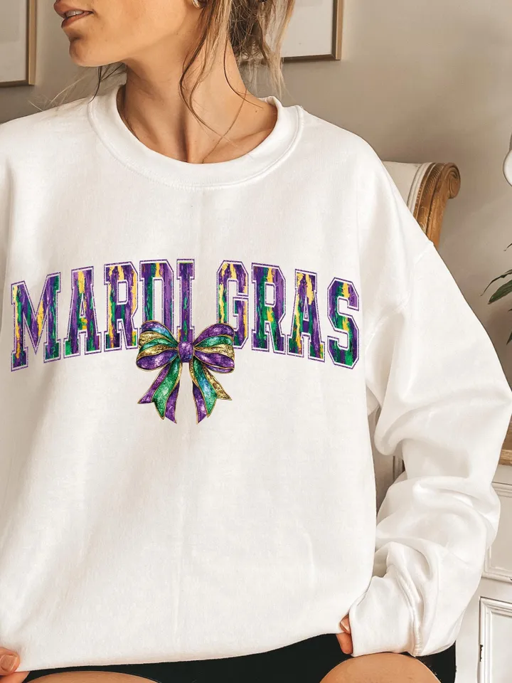 Mardi Gras Coquette PNG, Retro Mardi Gras Png, Fleur De Lis Png, Glitter, King Cake Png, Louisiana Crawfish Png, Coquette Bow Png Design