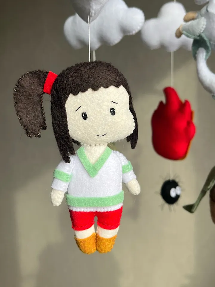 Hayao Miyazaki Anime mobile based on Spirited Away. Dragon Haku and Chihiro/ Kodama and No-Face for anime nursery