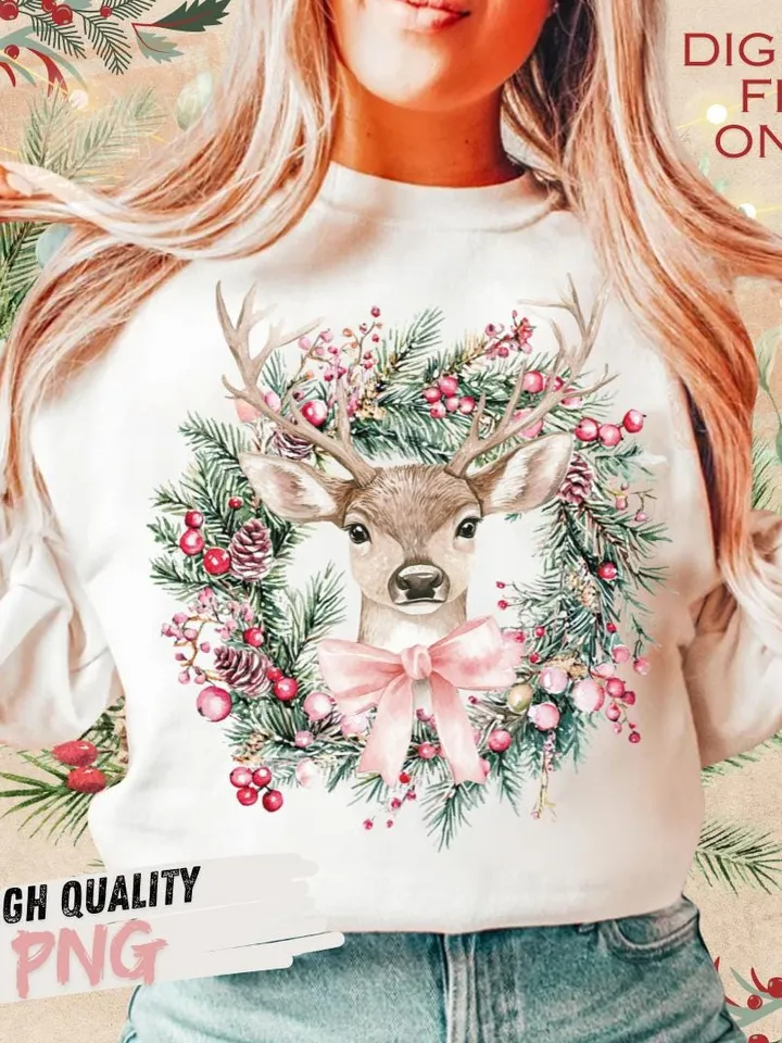 Coquette Reindeer,Christmas png,Christmas designs,Pink Christmas png,Christmas sublimation,Retro Holidays png,Holiday vibes png,Girly