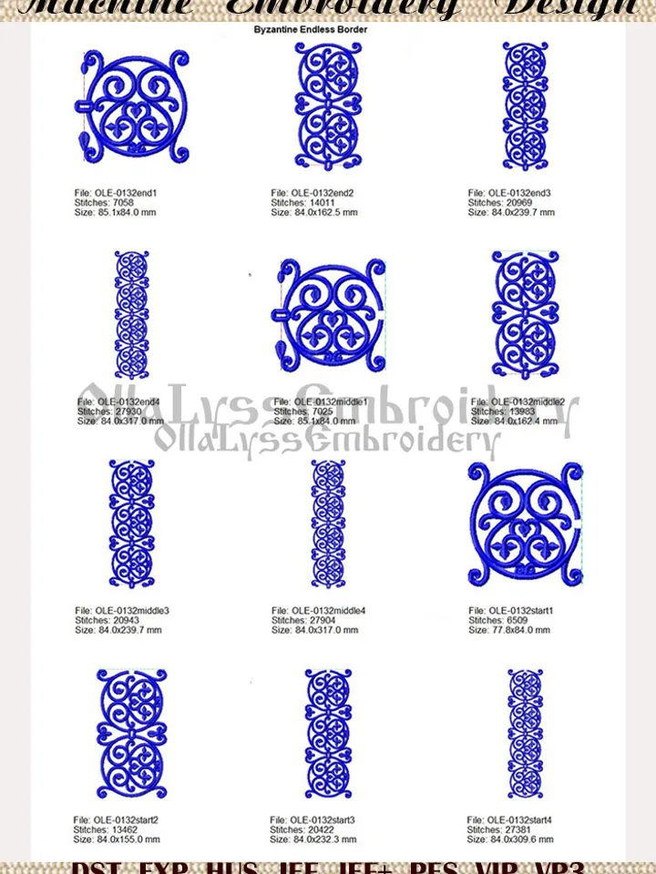 Byzantine endless border 1 set of embroidery designs