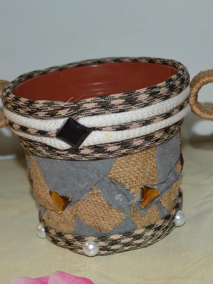 flower pot handmade jute-wrapped cup kitchen decor