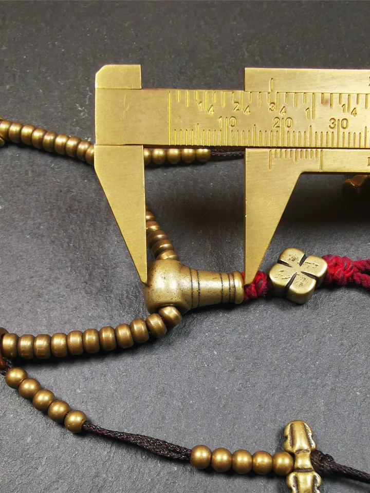 Gandhanra Handmade Tibetan Mala,Made of Lima Brass ,Old 108 Prayer Beads Necklace with Counters,Tibetan Rosary for Meditation,15"