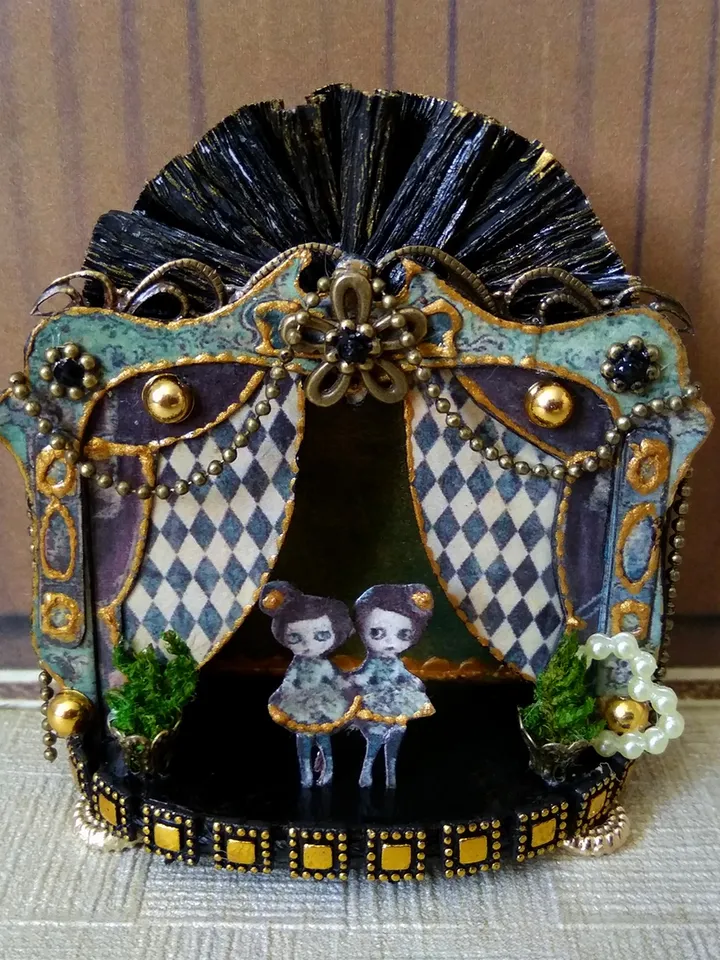 Miniature puppet theater for doll houses.1:12 scale.