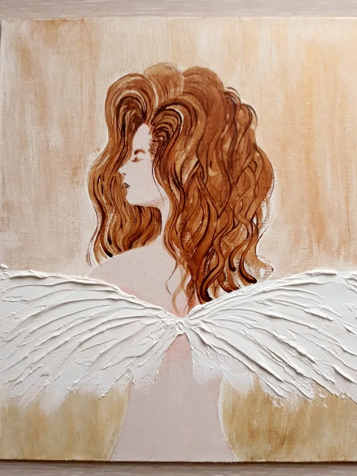 Acrylic Angel on flat canvas panel/Guardian angel/Female angel/Gift for woman/Spirituality gift/Original Angel Painting/Hand Painted Angel