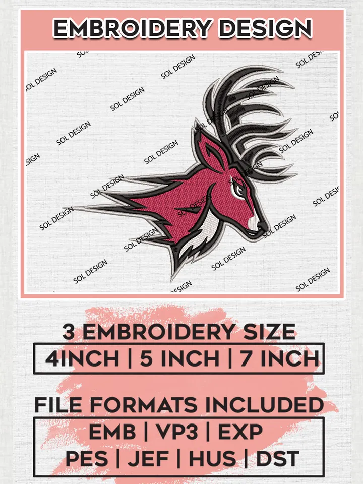 NCAA Fairfield Stags Mascot Logo Embroidery Designs, NCAA Logo Machine Embroidery Files, NCAA Fairfield Stags Logo, NCAA Embroidery Designs, Machine Embroidery Designs, Digital Download